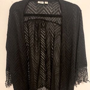 Cato Black Fringe kimono